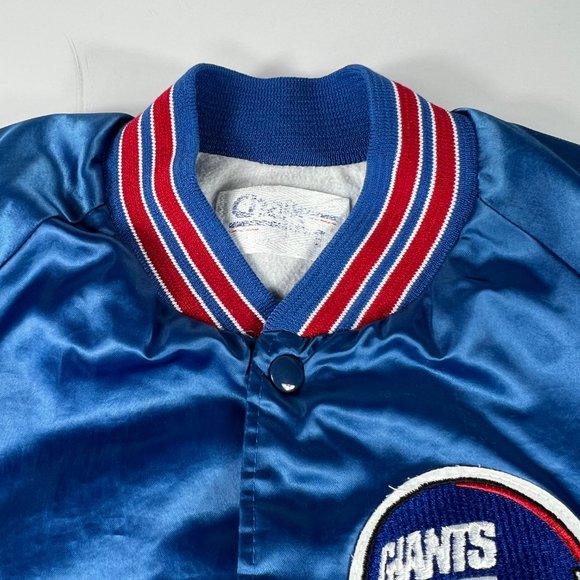 VTG 90s Chalkline NFL New York Giants Satin Jacket Adult Medium Blue Button Snap - Picture 5 of 13